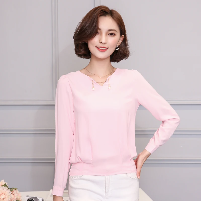 2017 весенне осенняя Женская Новая Модная элегантная Корейская рубашка с длинным