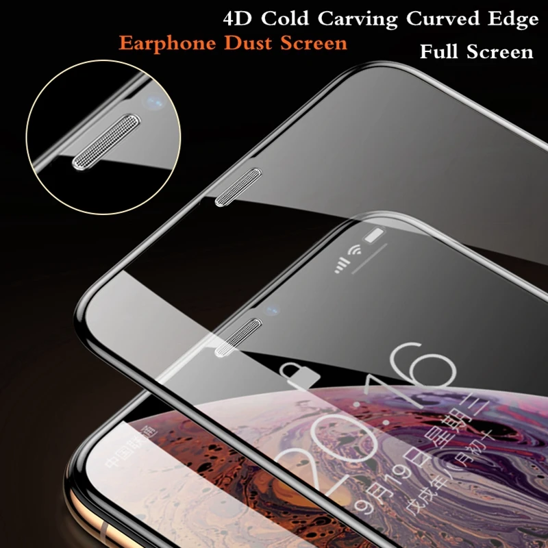 Закаленное защитное стекло 4D для Iphone 11 pro max X Xr Xs | Мобильные телефоны и аксессуары