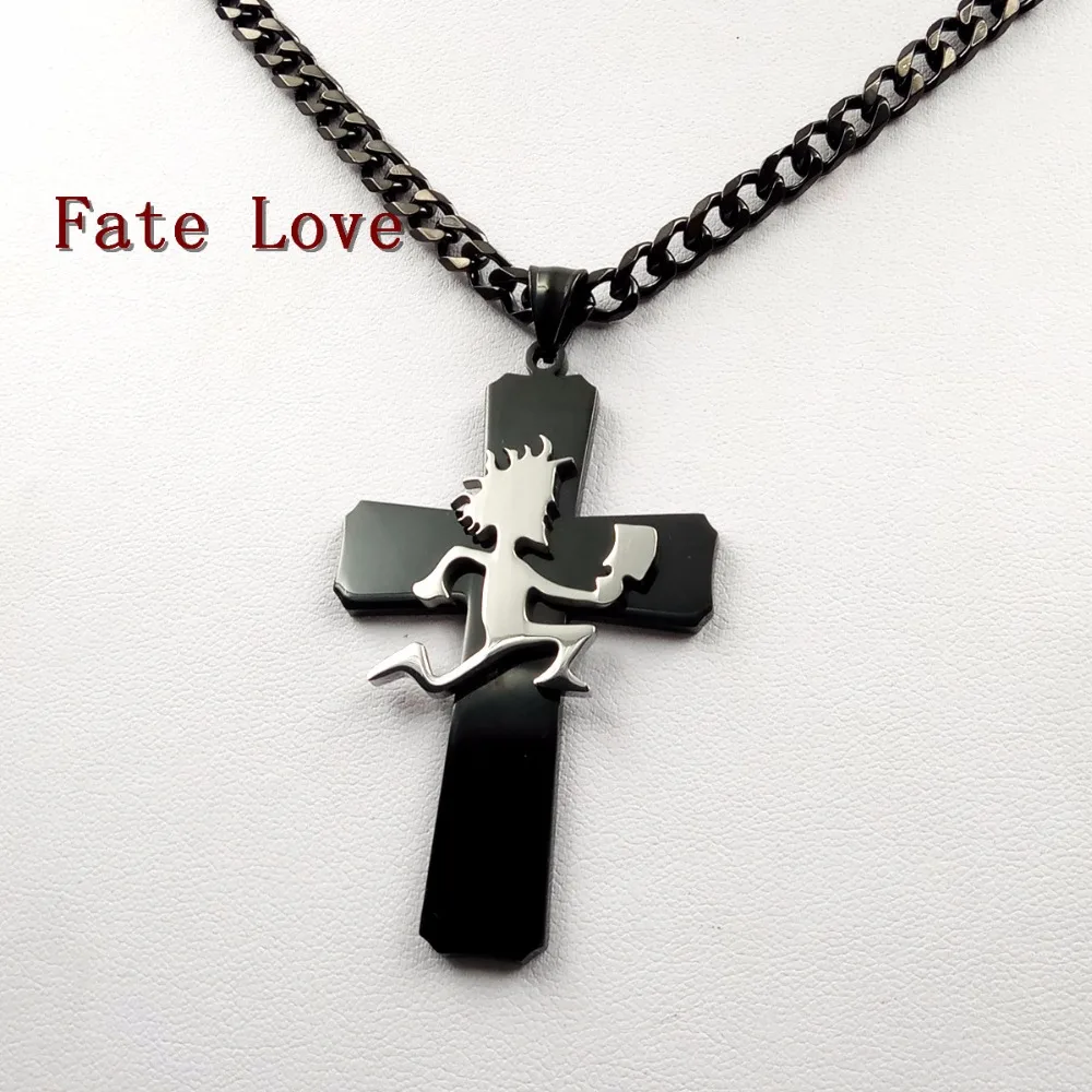 Fate Love Jewelry Black Large Cross Hatchetman Charm ICP Hatchet Man Pendant stainless steel Necklace Curb chain 5mm 24 inch | Украшения и