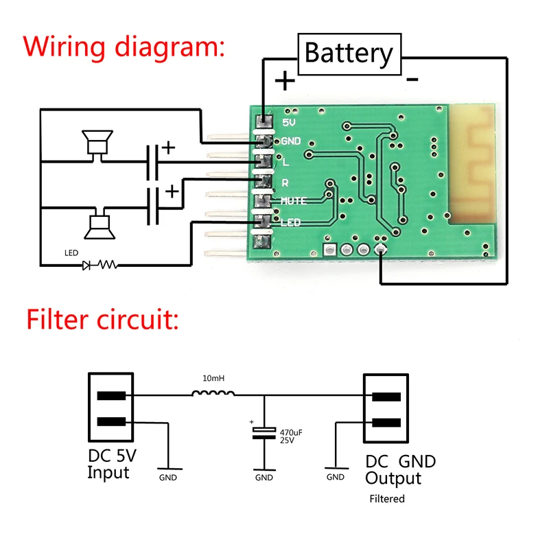 100 шт./лот 5 в моно стерео приемник Bluetooth аудио модуль универсальный 7PIN выходной