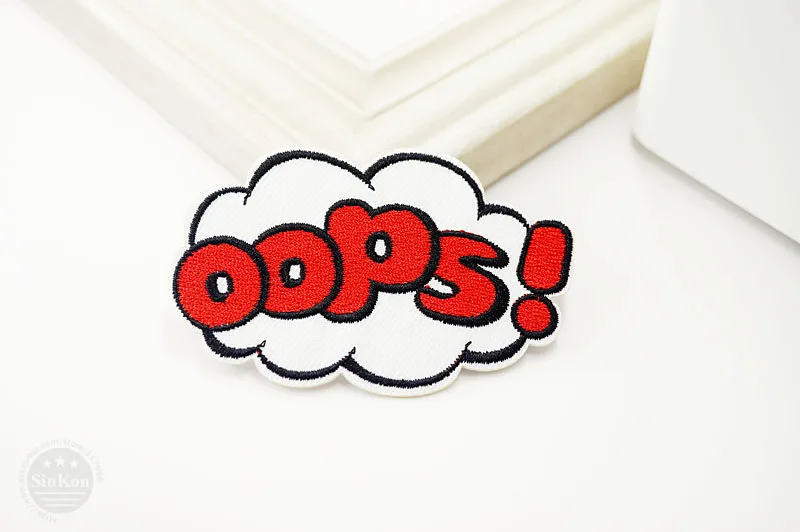 Oops(Размеры: 5.3x8.3 см) нашивки Значки Утюг на вышитые патч для ткань мультфильм значок Нашивки одежды Аппликации поделки аксессуар