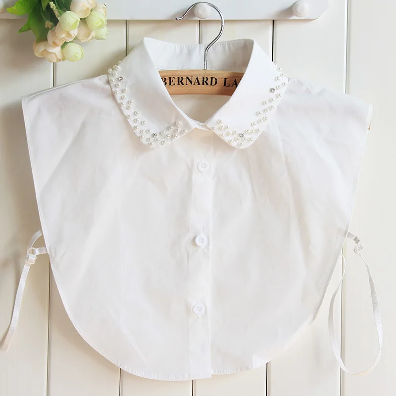 PF0200-white Новая мода Поддельный Воротник Женская белая рубашка ожерелья цвет воды алмаз блузки ложный воротник свитер Прямая - Цвет: PF0200-white