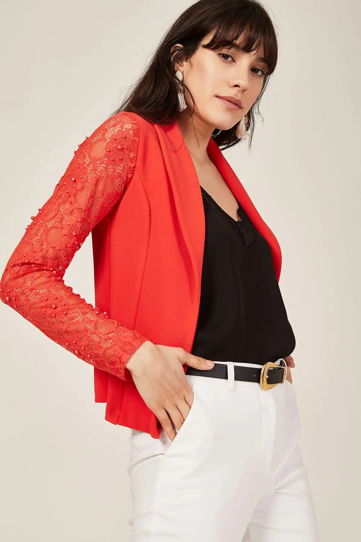 Lafaba Женская Коралловая куртка с рюшами 18Y016548 | Куртки