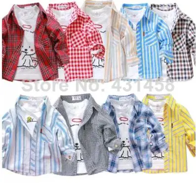 Baby Boy Cotton Long Sleeve Plaid Shirt SALE! Free Shipping Spring Autumn Full Single Button Turn-down Collar 11fg Classic |