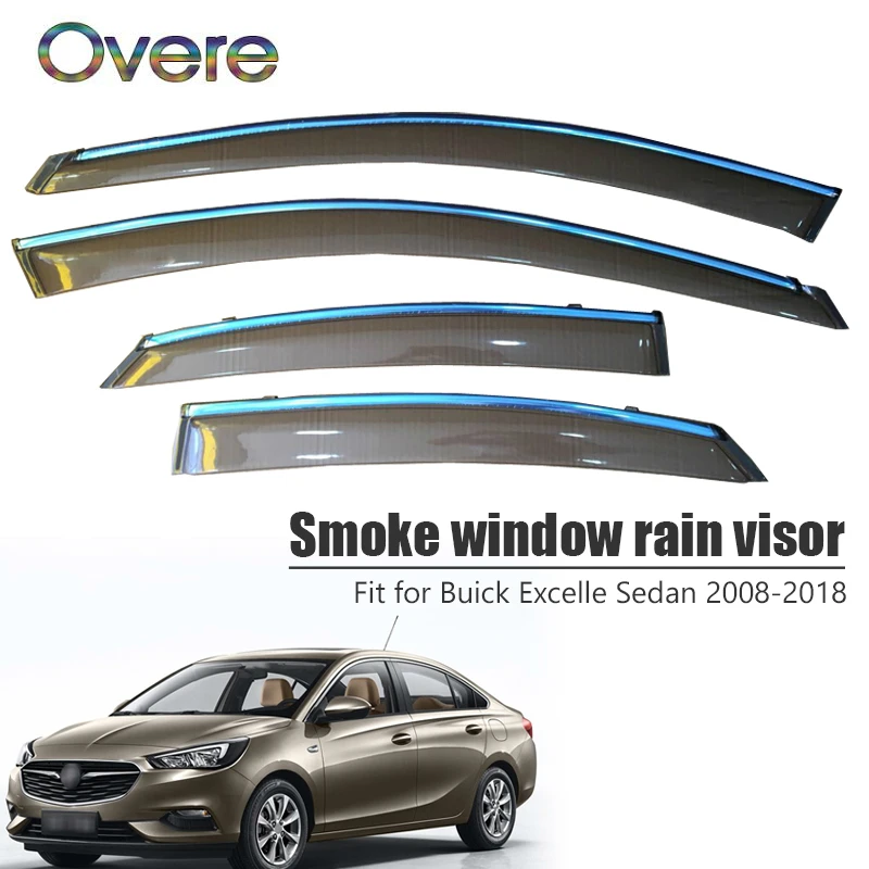 

Overe 4Pcs/1Set Smoke Window Rain Visor For Buick Excelle Sedan 2008-2018 Styling ABS Awnings Shelters Guard Accessories