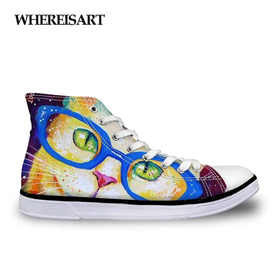 WHEREISART/Модная женская парусиновая обувь с высоким берцем повседневная на