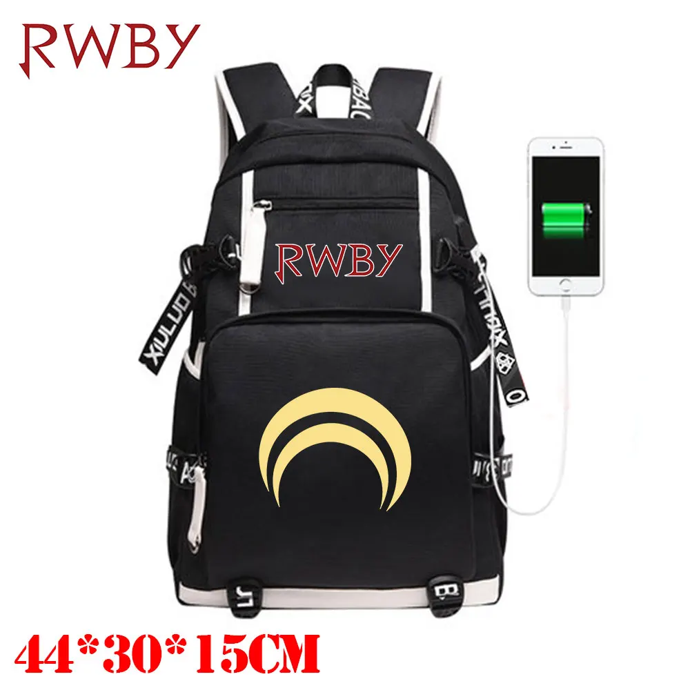 OHCOMICS RWBY Ruby Rose Weiss Блейк Золотой снитч холщовый рюкзак Внешний usb зарядный порт
