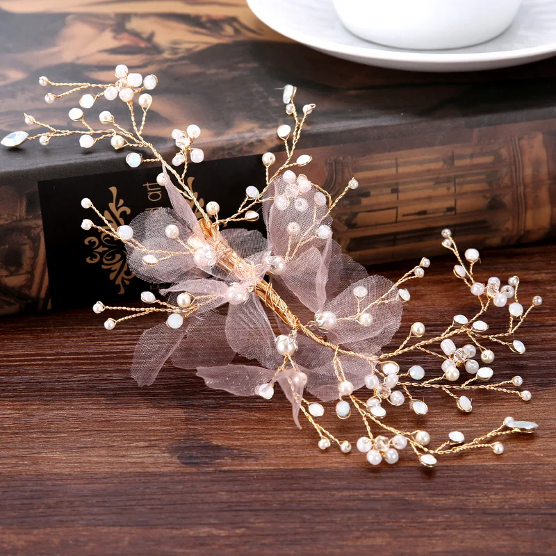 Заколки для волос невесты розовые цветы ручной работы украшения на свадьбу |