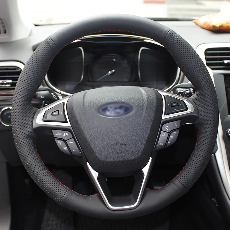 Блестящая пшеница прошитая вручную Черная кожа чехол рулевого колеса автомобиля