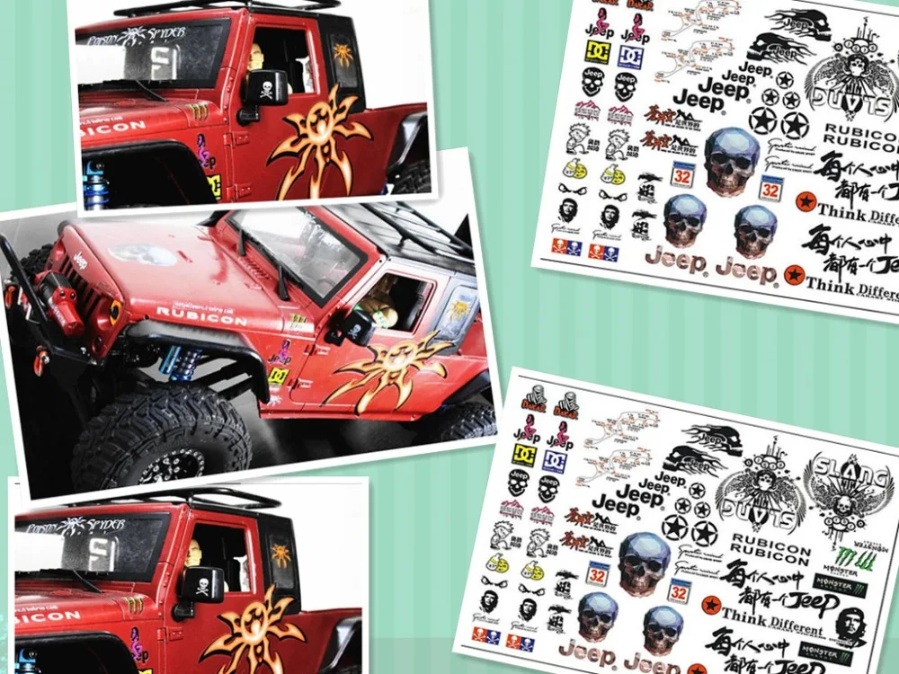 Водонепроницаемые Стикеры рисунки логотипов для 1/10 RC Cralwer d90 d110 RC8WD TF2 SCX10 CROSS PG4 Tamiya