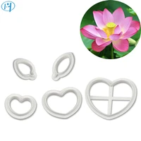 5pcs plastic flower mold fondant cake embosser lotus flowers cutters cookie biscuit molds embossing fondant decorating tools