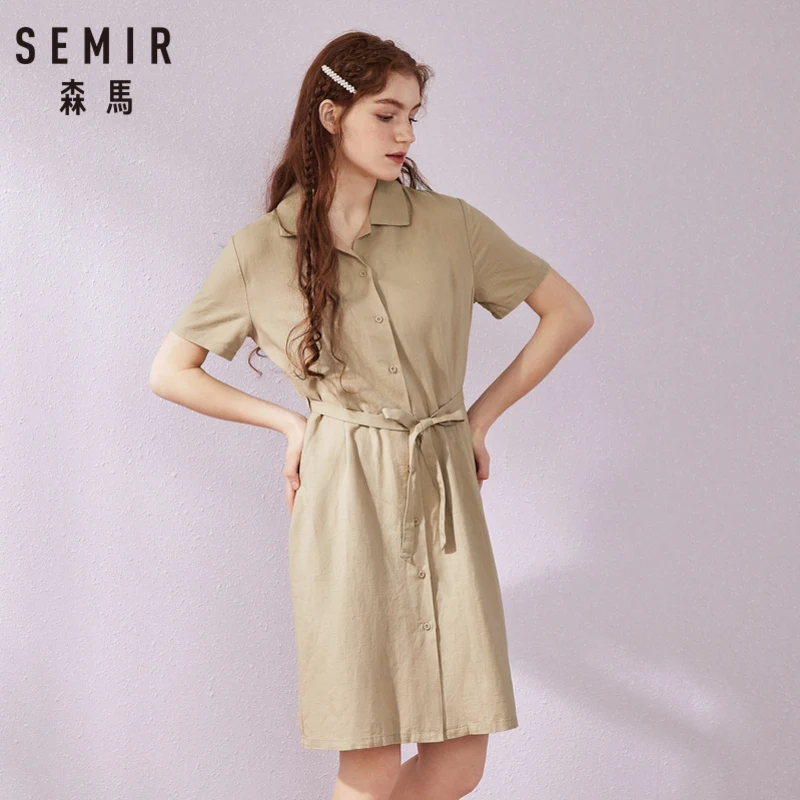 Женское льняное платье SEMIR вечерние облегающие Топы с коротким рукавом