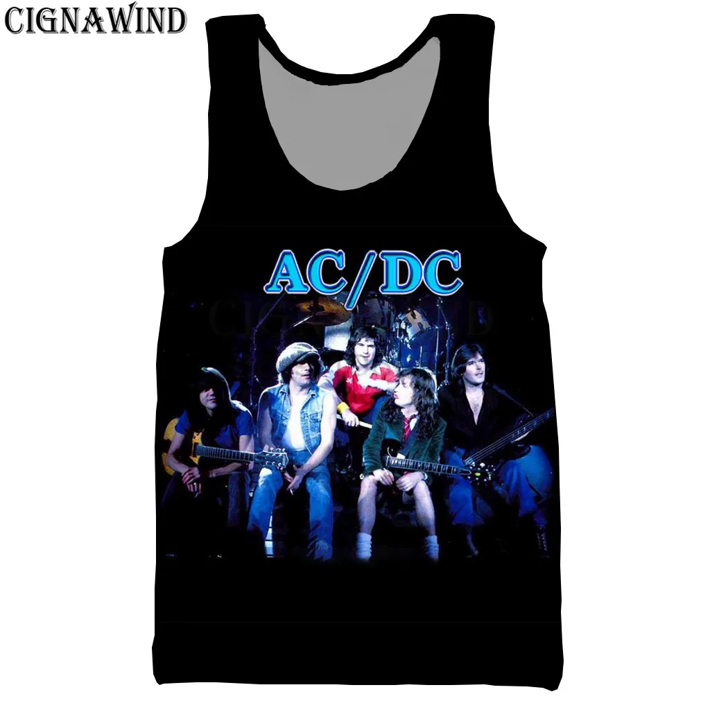 Модный крутой жилет для мужчин/женщин, хип-хоп, AC/DC, рок-группа, 3D принт, жилеты, повседневный стиль Харадзюку, уличная одежда, бодибилдинг, топы