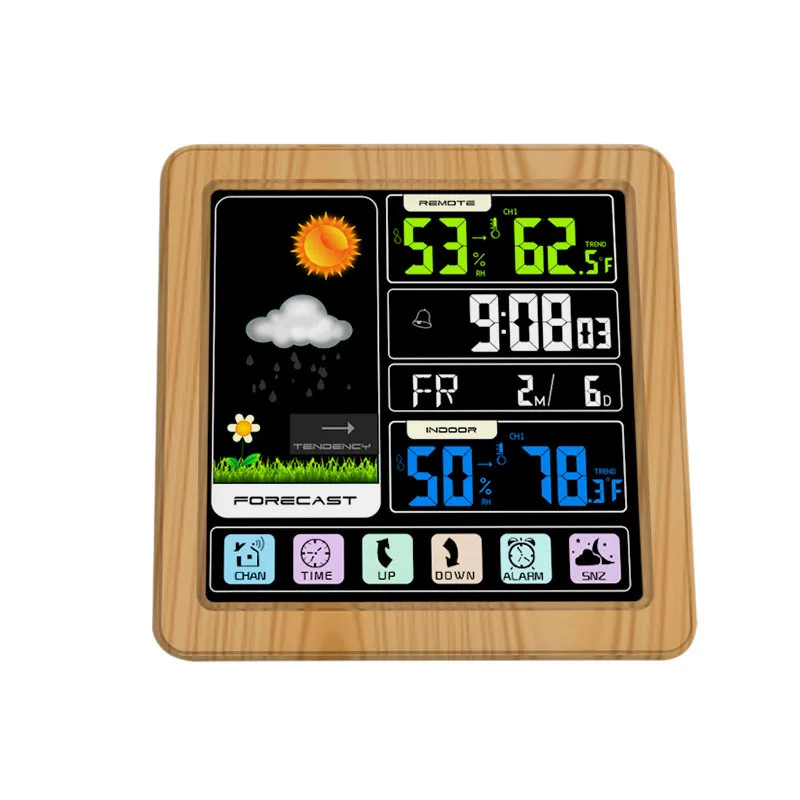 Indoor Outdoor Meter Weather Station Clock Color Screen Wireless Sensor Temperature Barometer Humidity | Дом и сад