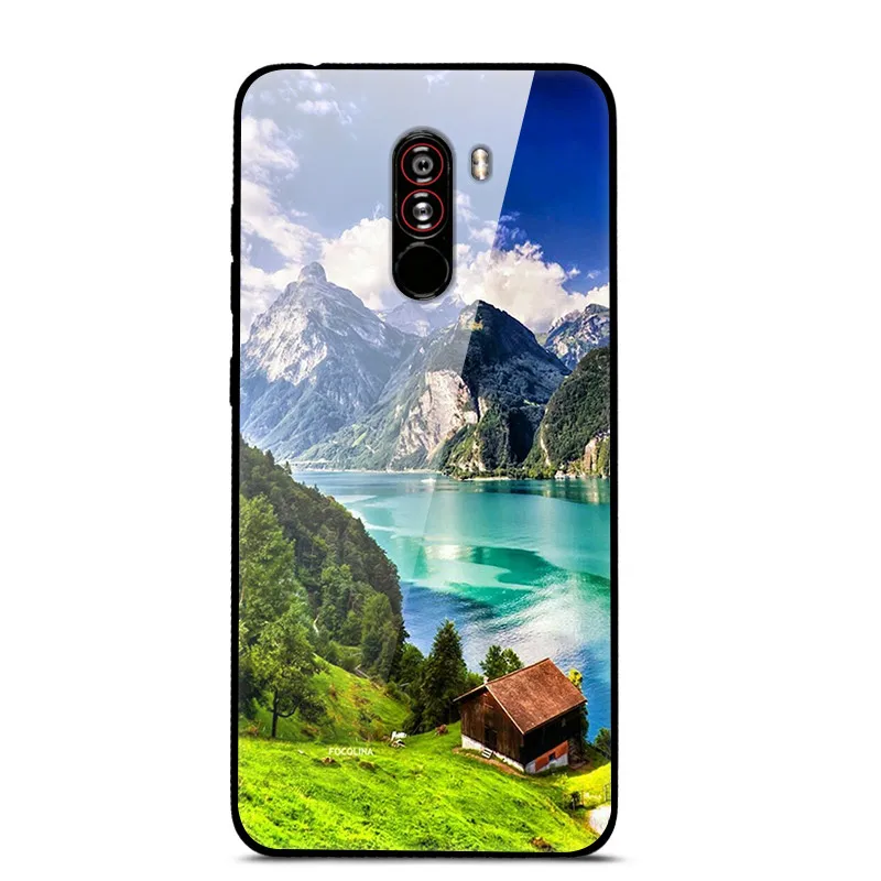 Чехол Poco F1 для Xiaomi Pocophone F1 6,18 чехол роскошный стеклянный Жесткий PC задняя крышка для Coque Xiaomi Pocophone F1 чехол TPU рамка F 1 - Цвет: as photo 13