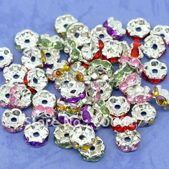 Лучшее качество 100 посеребренный цветок сторона Смешанный горный хрусталь Rondelle