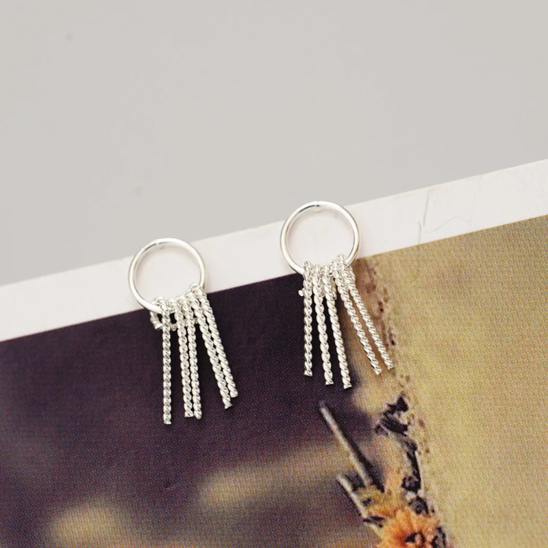 Женские серьги из серебра 925 пробы с кисточками 16 мм|earrings korean|925 sterling silver earringssilver