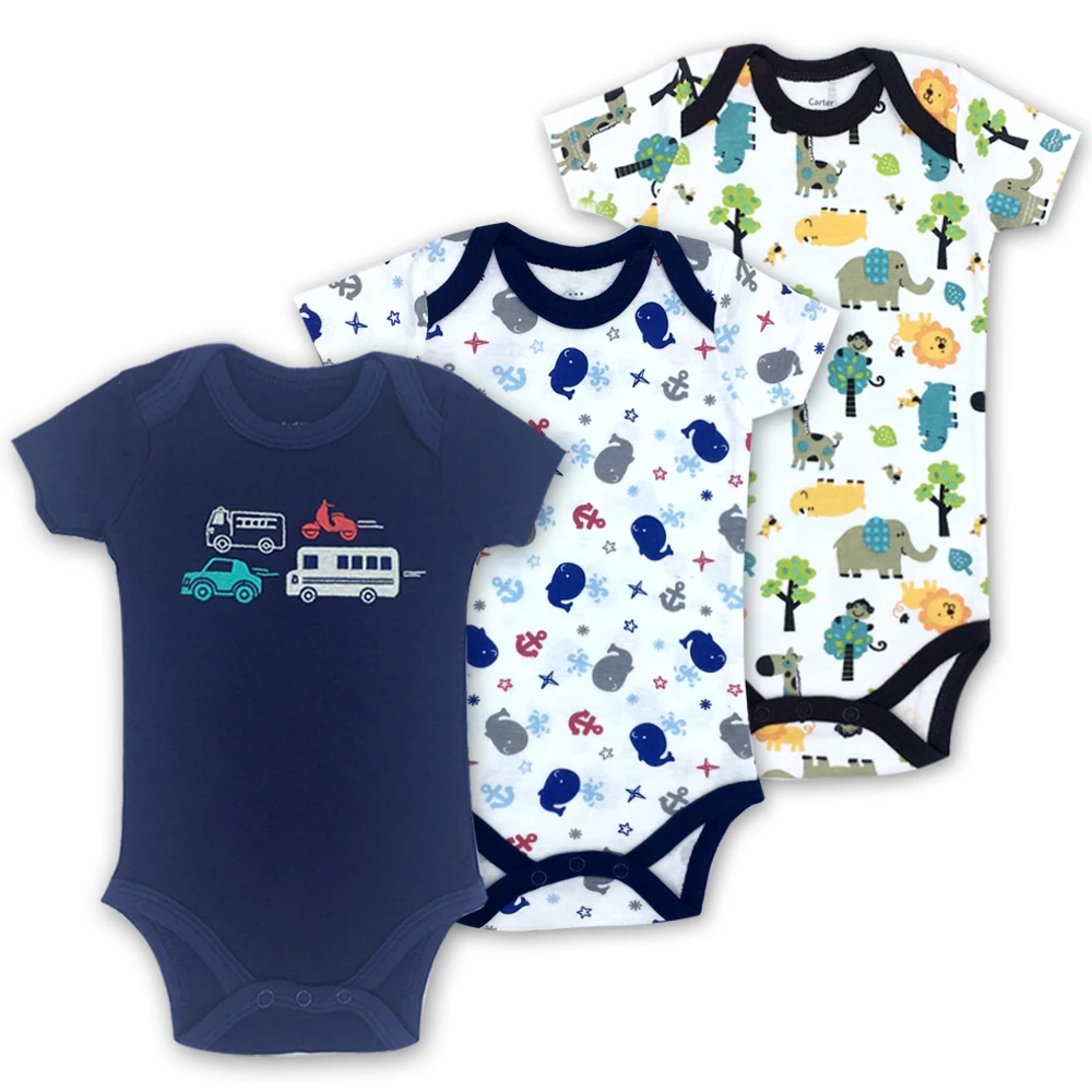 

3 Pieces/lot Fantasia Baby Bodysuit Infant Jumpsuit Overall Short Sleeve Body Suit Baby Clothing Set Summer Cotton