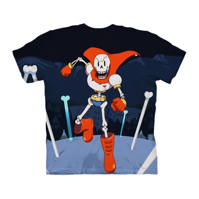 Футболка мужская с коротким рукавом повседневная тенниска 3D-принтом Bone Foot Undertale