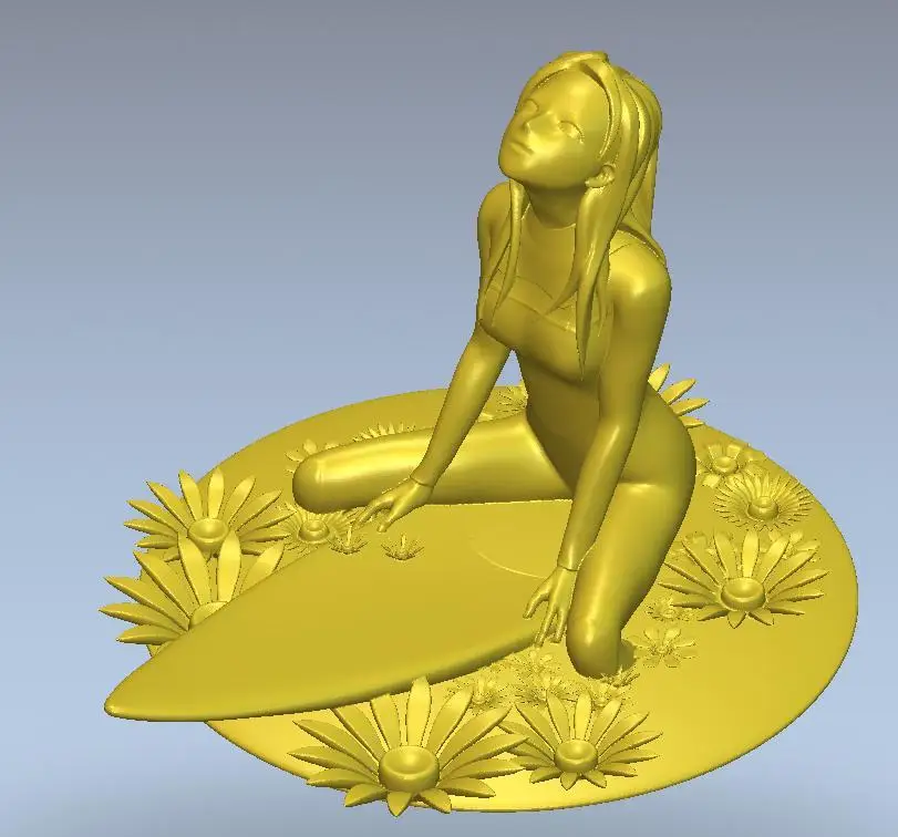 

3d model relief for cnc or 3D printers in STL file format Girl on a lily --18
