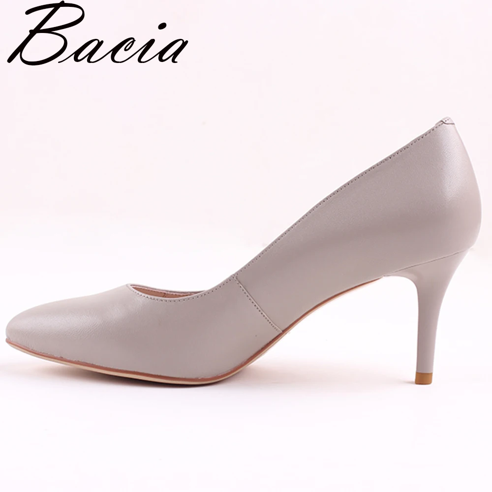 Bacia/новые кожаные туфли на высоком каблуке 7 3 см цвет хаки телесный вечерние