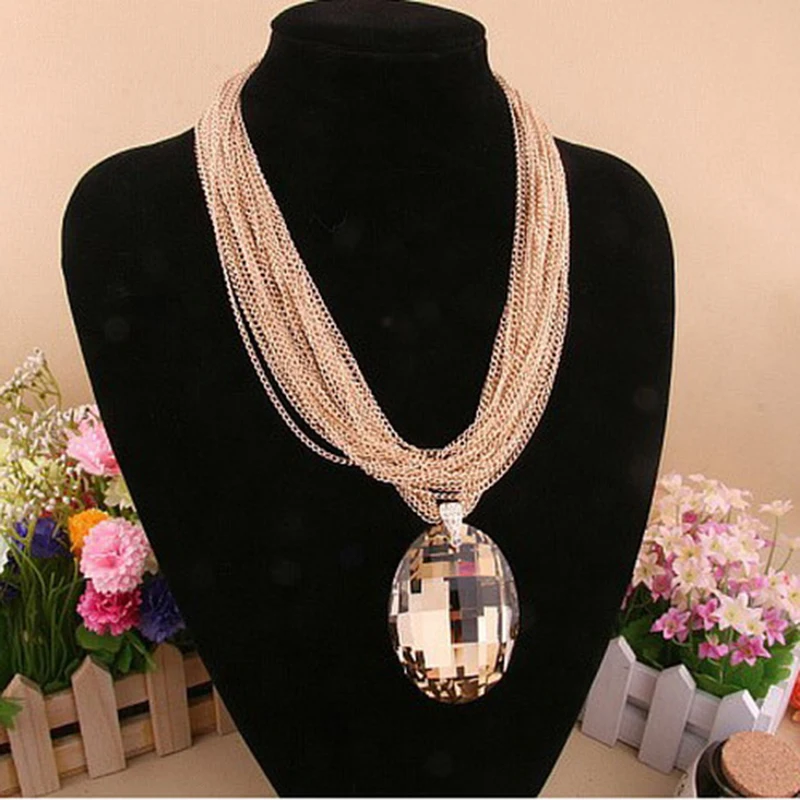 Fashion Beautiful Hight Quality Multilayers Chain Faceted Gem Rhinestone Pendant Necklace | Украшения и аксессуары