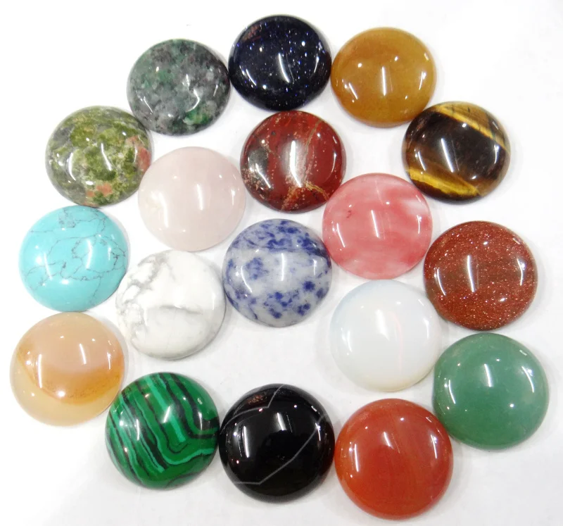 

Wholesale12pcs Fashion Selling good quality natural stone mixed round cabochon beads 25mm for DIY jewelry making free shipping