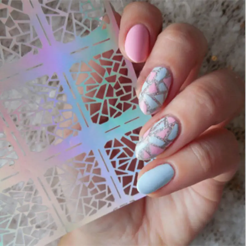 12 Tips/Sheet Irregular Triangle Pattern Nail Art Transfer Foils Sticker Beauty Adhesive Polish Wrap Tips Decorations | Красота и