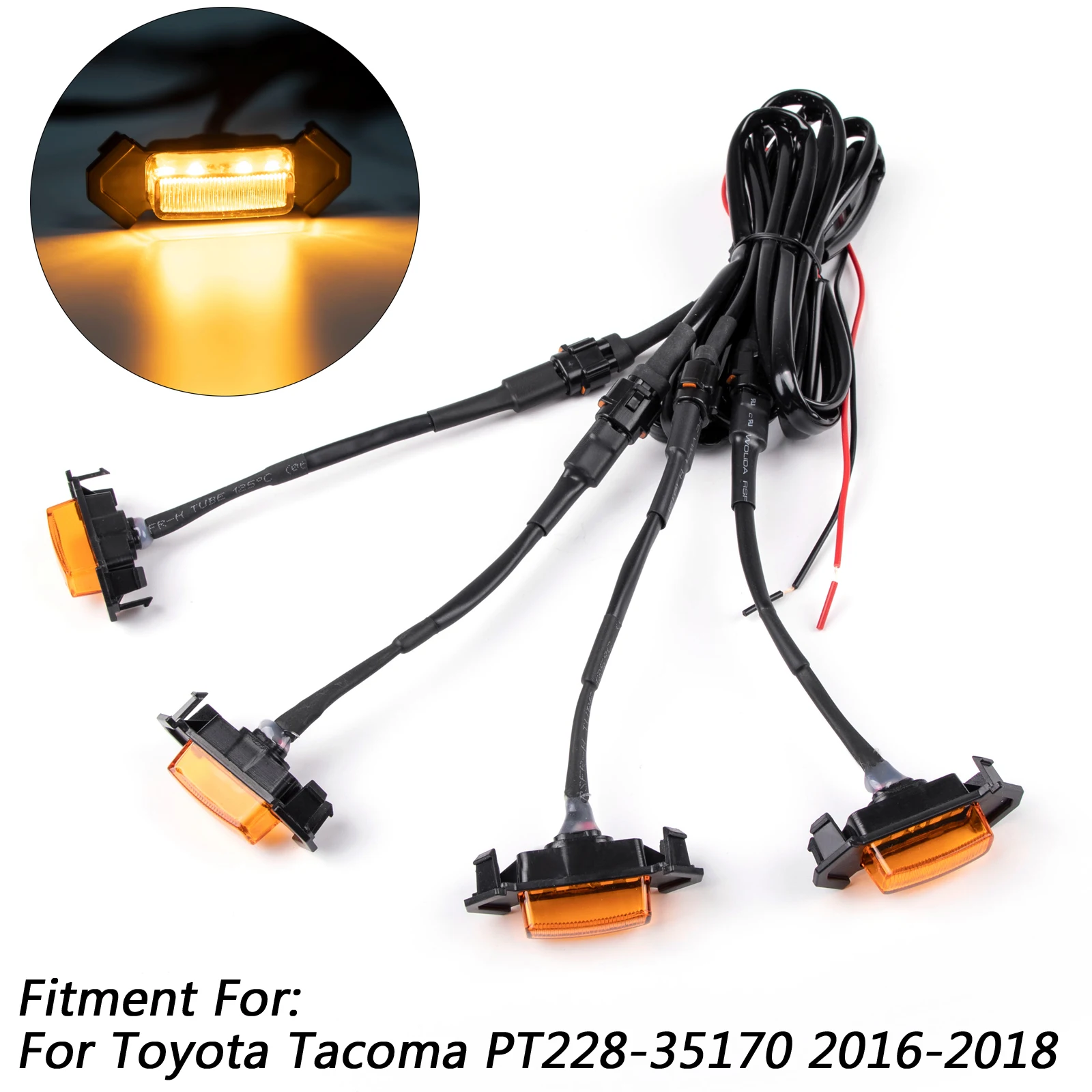 Areyourshop, 4 шт., передний бампер, решетка капота, светодиодный фонарь для Tacoma-, решетка бампера, светодиодный фонарь, комплект, аксессуары для стайлинга автомобилей