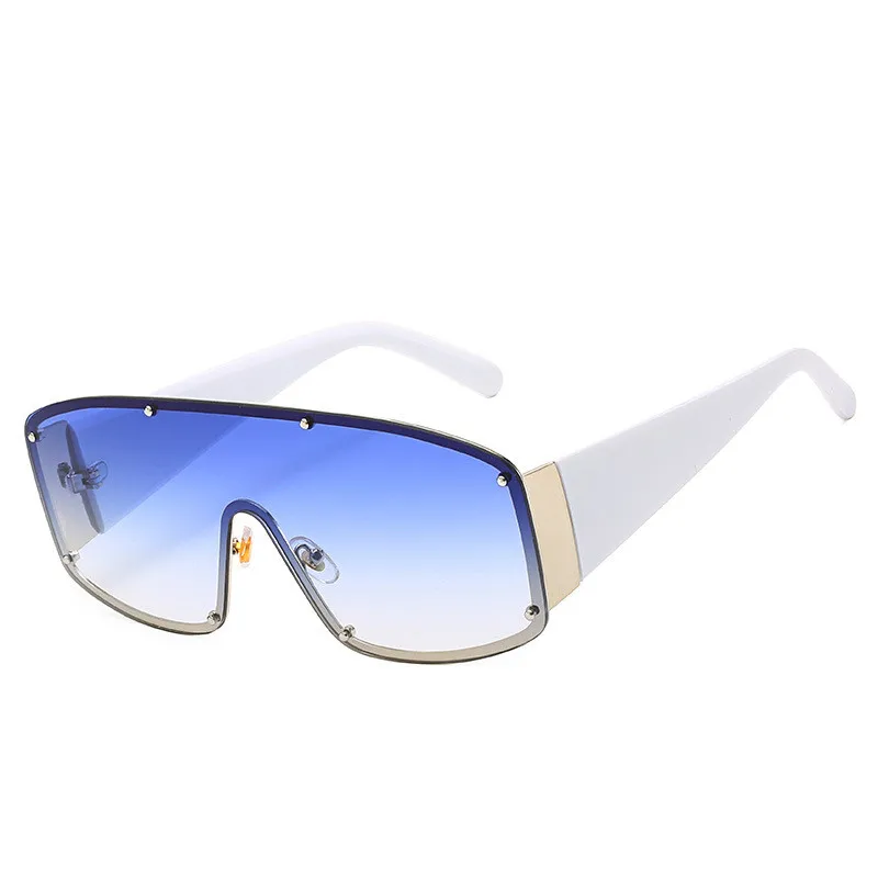 

HBK Oversized One Pieces Square Sunglasses Women Oversized Conjoined Letter Gradient Coating Fashion Men Shades