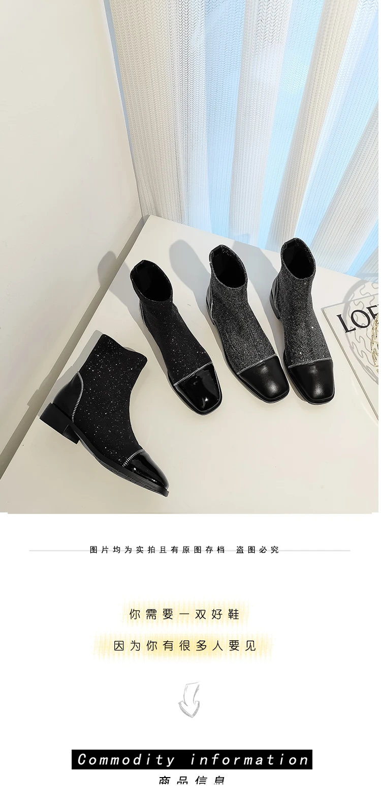 women Ankle boots Genuine Leather 22-25 cm feet length ankle boots for women cow patent leather+ Lycra fabric shoes woman
