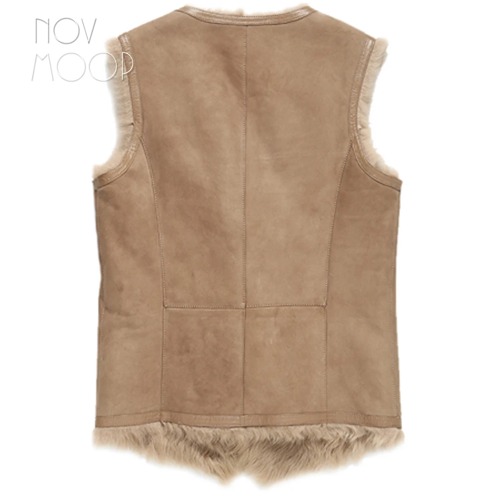 Men black camel grey genuine leather real lambskin shearling fur vest winter 100% wool coat jackets chalecos para hombre LT2622 | Мужская
