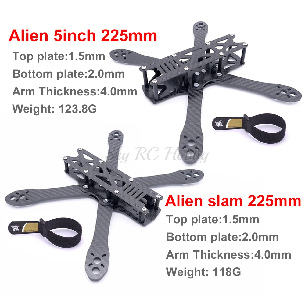 Alien " 5 дюймов 225 мм/Alien Slam 5 дюймов 225 225 мм DIY крест гоночный мини-Дрон из чистого углеродного волокна Квадрокоптер рамка Комплект для FPV