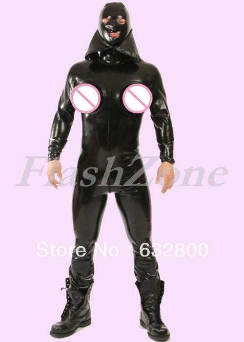 Новое поступление! Мужской латекс catsuit с надувной грудью | Тематическая одежда и