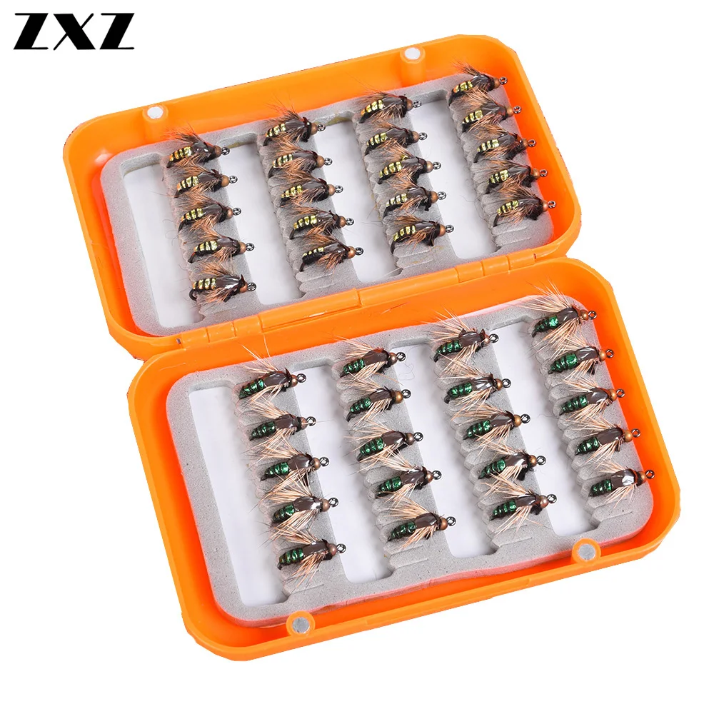 

40pcs/box Fly Fishing Hook Fly Tying Fishing Lure Kit Dry Flies Hooks Feather Wing Artificial Bait Lures Set