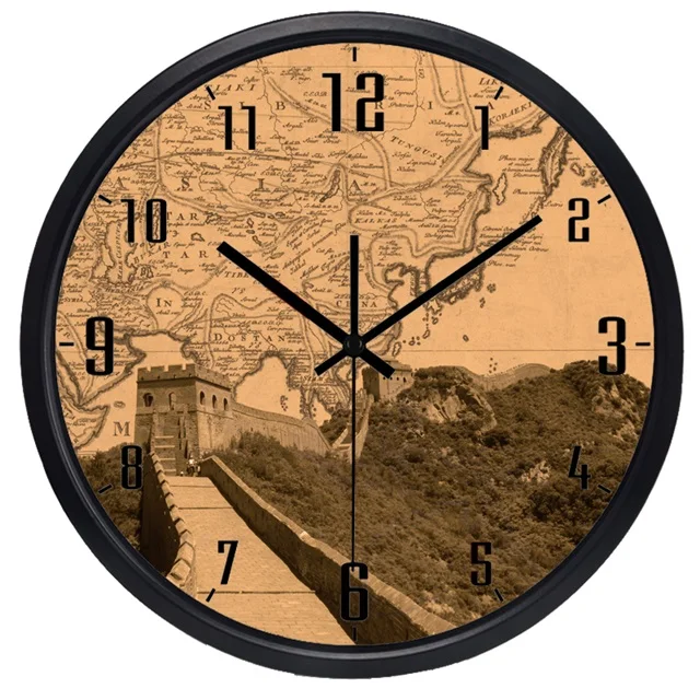 Great Wall Часы с мировым часовым поясом, Брендовые Часы для лобби, часы с мировыми интересами, цветные часы-карта из крафт-бумаги - Цвет: Great Wall