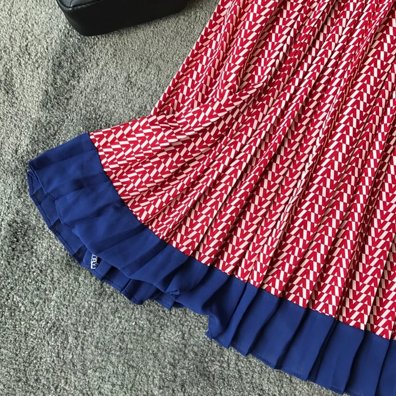 Женская плиссированная юбка в клетку винтажная шифоновая трапециевидная