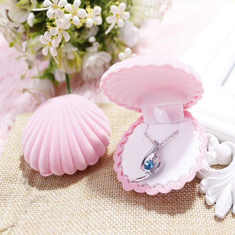 Конфетный цвет в форме ракушки прекрасный бархат Свадебная помолвка коробка для