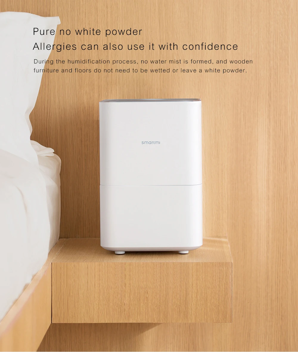 Smartmi увлажнитель воздуха без смога, без тумана, чистый Испарительный тип, повышающий естественную влажность воздуха, бесшумный увлажнитель, контроль с помощью приложения