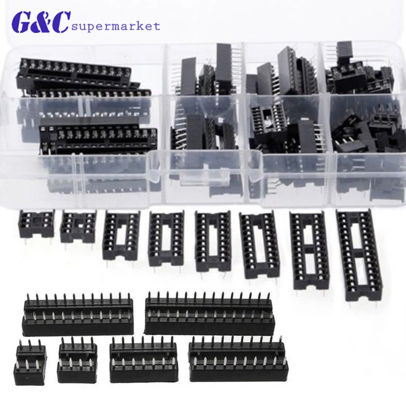 66 шт. узкий DIP IC Разъем адаптер PCB припоя Тип разъем комплект DIP6 DIP8 DIP14 DIP16 DIP18 DIP20 DIP24