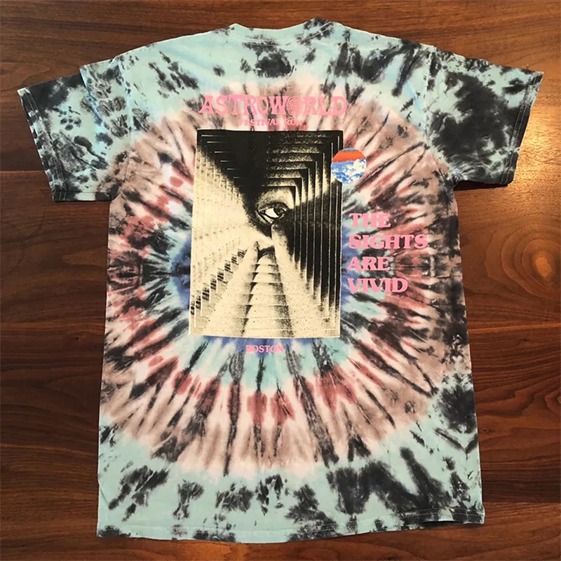 Новый Трэвиса Скотта фестиваль Run Tie Dye Astroworld футболка для мужчин и женщин 1:1
