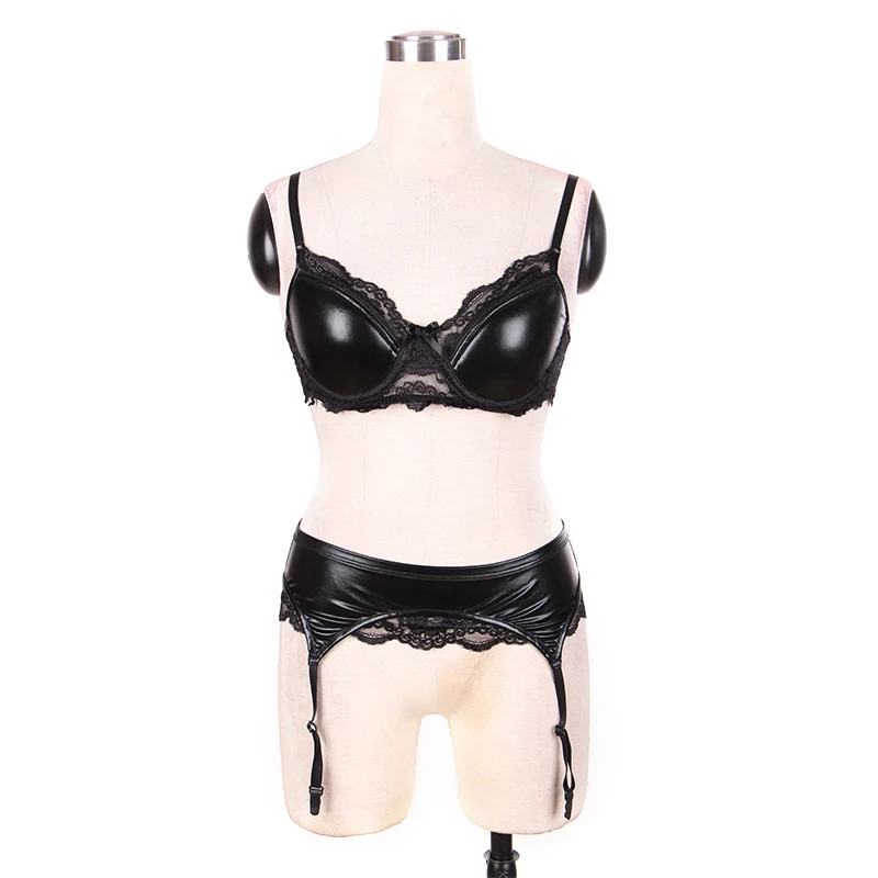 Черный сексуальный комплект нижнего белья кружевной бюстгальтер пуш ап из