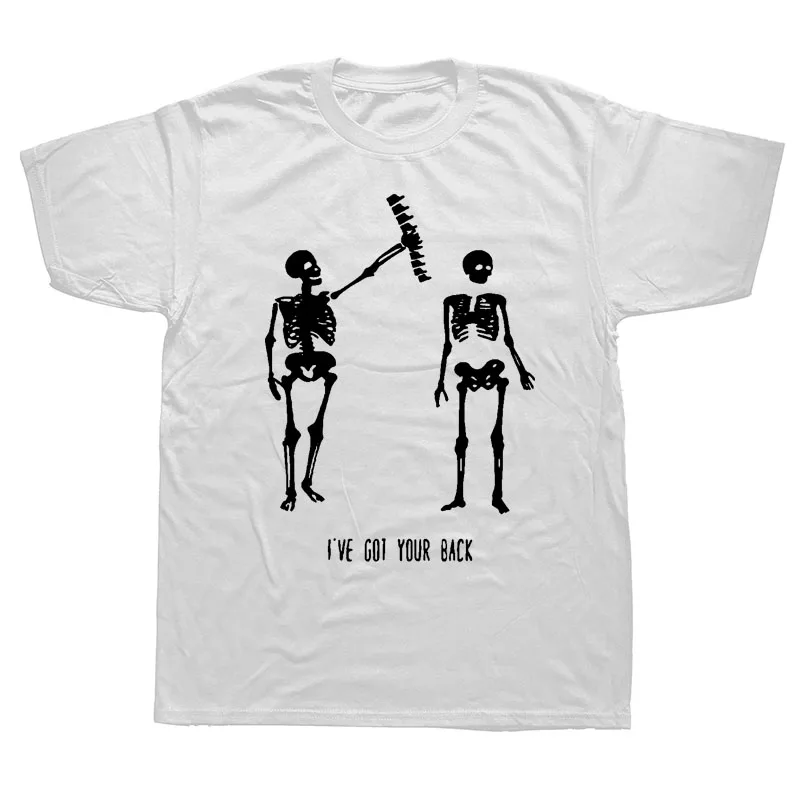 Летняя футболка с принтом «I 've Got Your Back Skeleton» для мужчин, хлопковая футболка с коротким рукавом и круглым вырезом