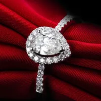 Solid 18K 750 White Gold Jewelry T-Brand 2Ct Oval Cut Diamond Engagement Ring for Lady Romantic Gold Pattern Rings