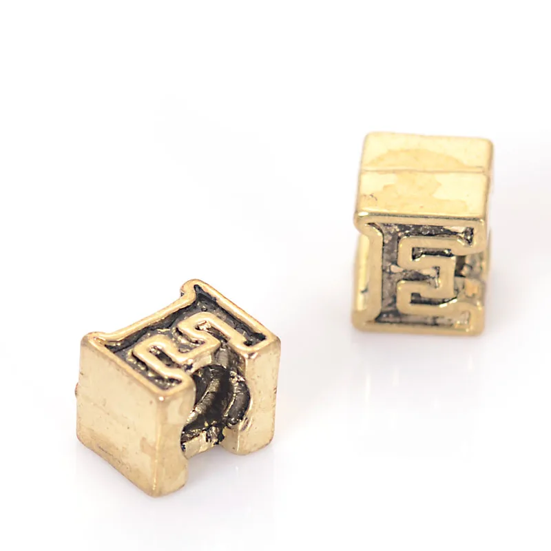 10 шт. винтажный бусина с большим отверстием золотого цвета в европейском стиле