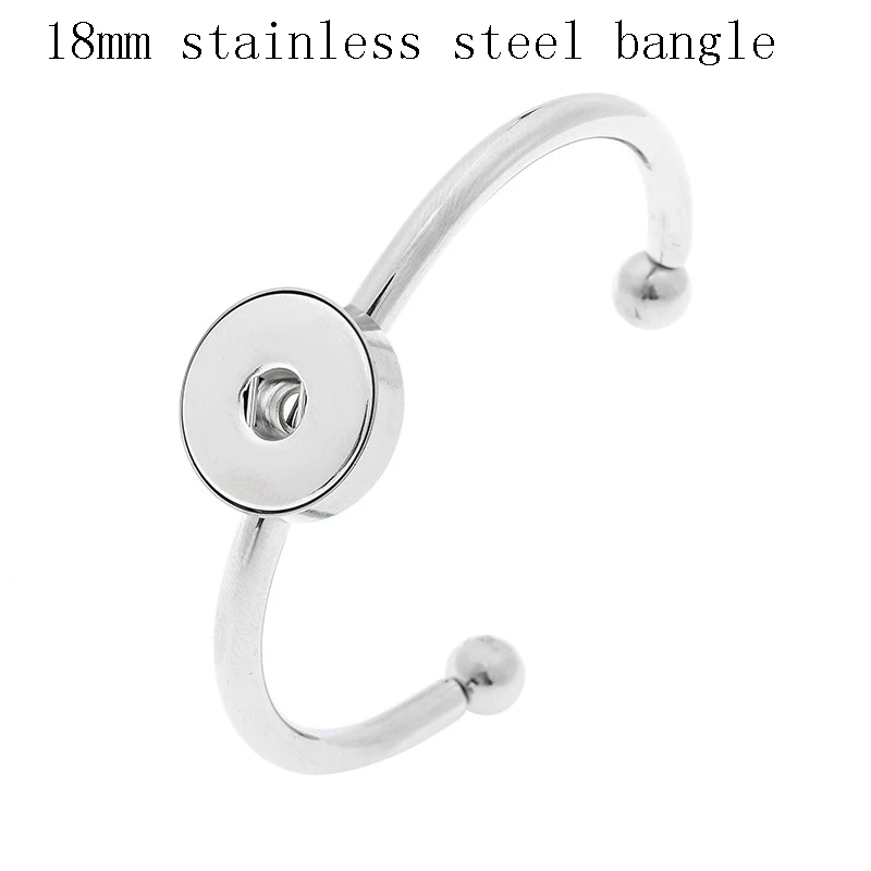 High Quality Fashion Women Men's Real Stainless Steel Cuff Bangels Diy Snap Button Bangles Bracelets Fit 18mm DIY Snaps Jewelry |