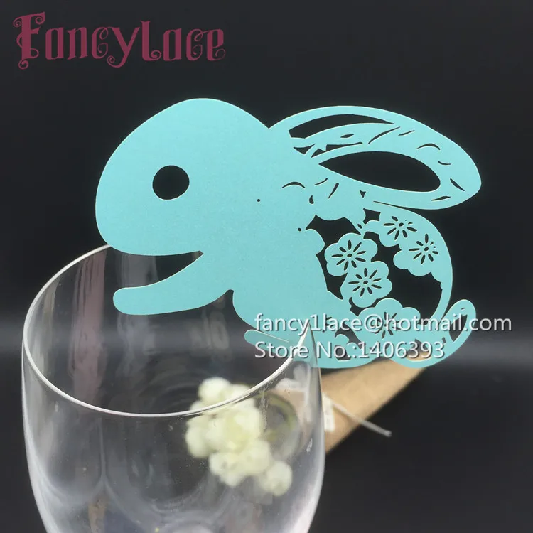 60 шт. лазерная резка милый кролик дизайн бокалы для вина карты Подарочная карта