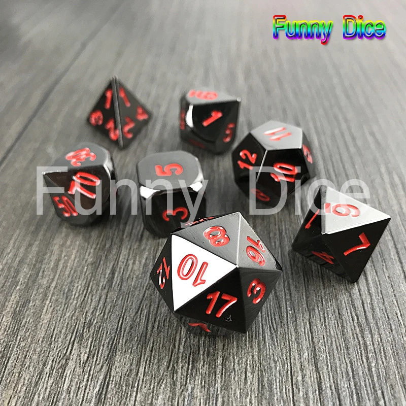 Лидер продаж игральные кости D4 D6 D8 D10 D % D12 D20 набор металлических костей с красными