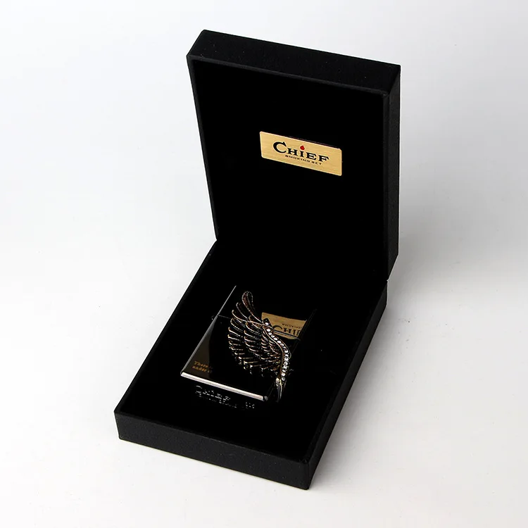 Керосиновая Зажигалка Angel wings черная зеркальная с ангельскими крыльями винтажная