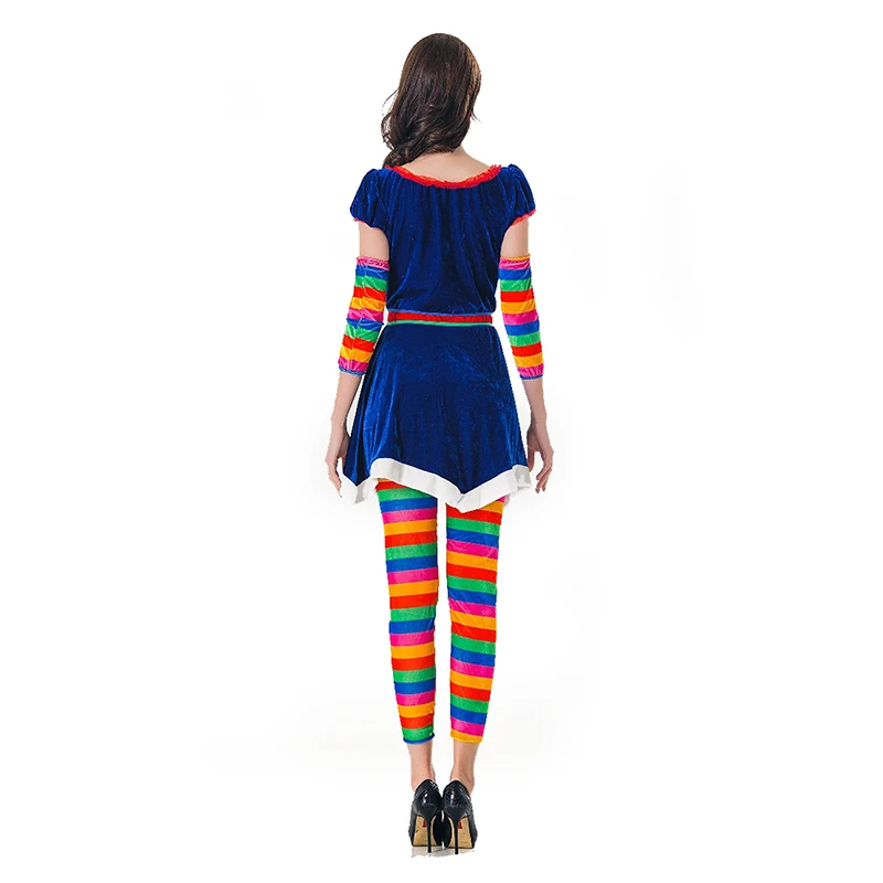 

Carnival Stage Performance Clown Costume Adult Ladies Circus Funny Dress Up Women Fancy Rainbow Dress Up Outfit